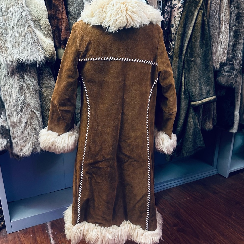 Jonathan Legault Vintage 60s/70s Genuine Suede Leather Shearling Penny Lane Coat - Picture 6 of 7